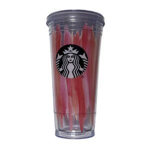 Collectible Starbucks 2017 Pink Brushstroke 20oz Cold Cup Lt Scratches, NO STRAW